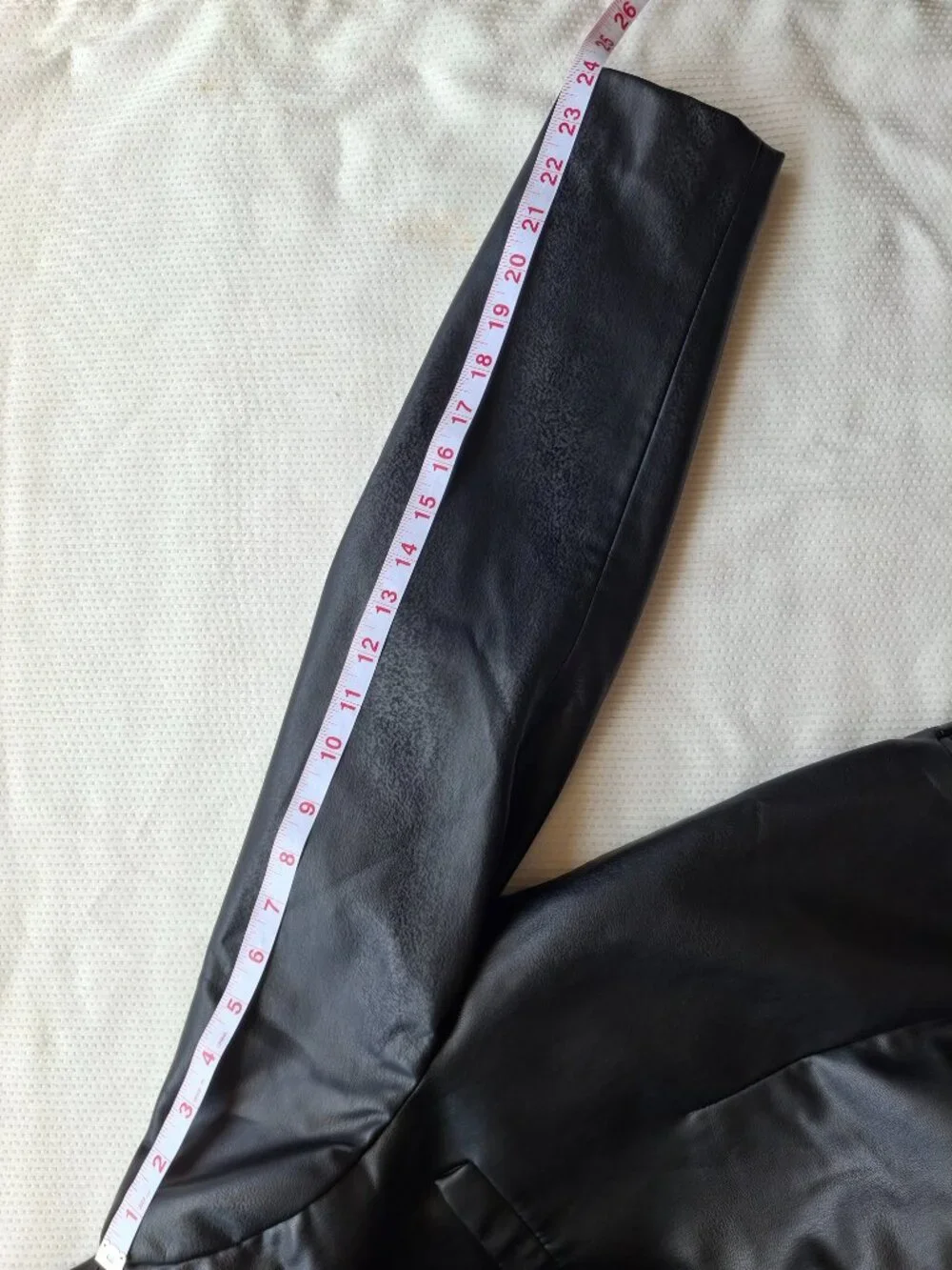 ZARA Faux Leather Blazer Jacket Black Single Button Longline Size S - Picture 6 of 8